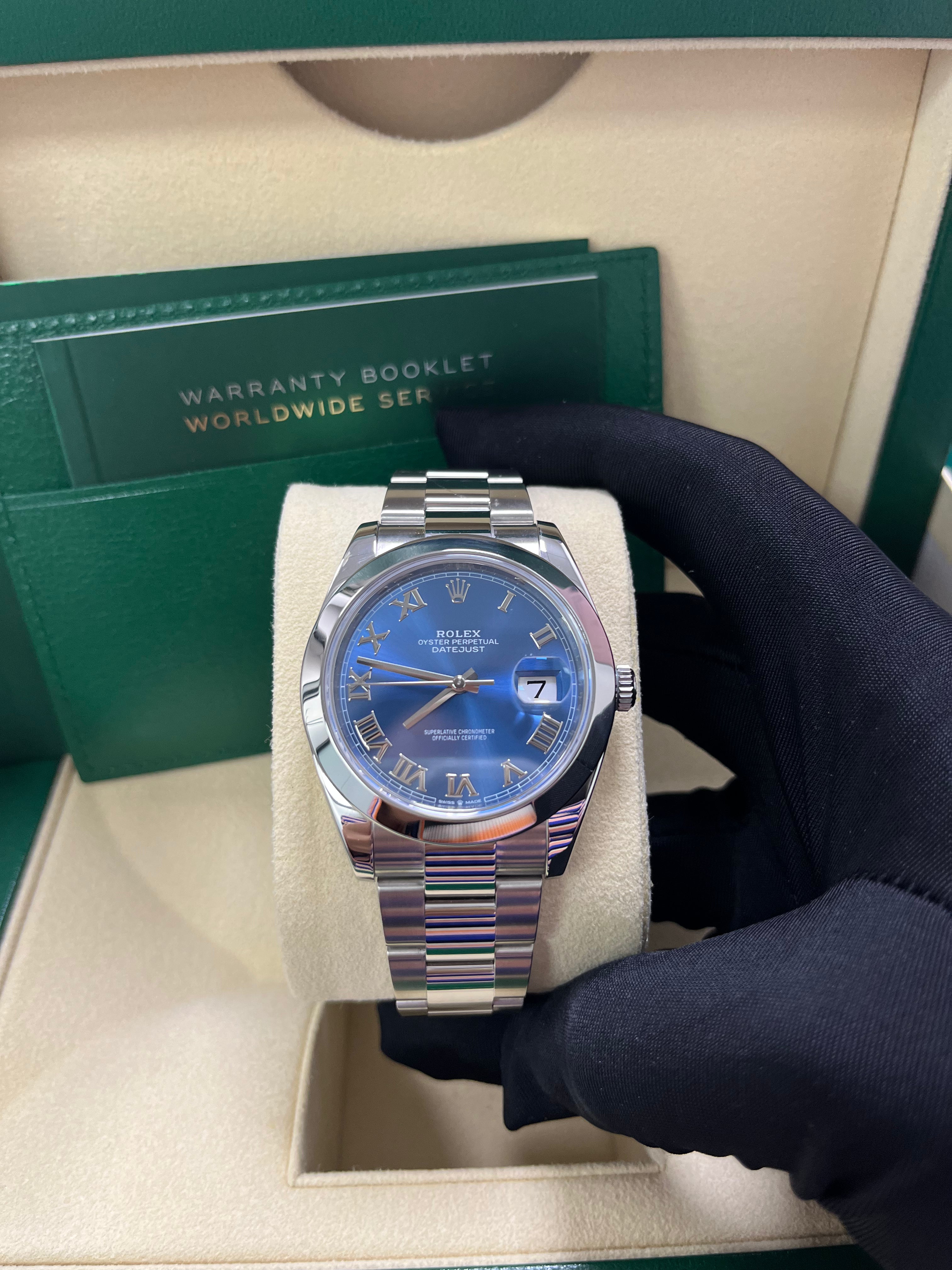 Rolex Datejust 41mm Men's Watch - Blue Roman Dial, Oyster Bracelet, Stainless Steel, Ref 126300 | Luxury Dress Watch for Business & Formal Occasions