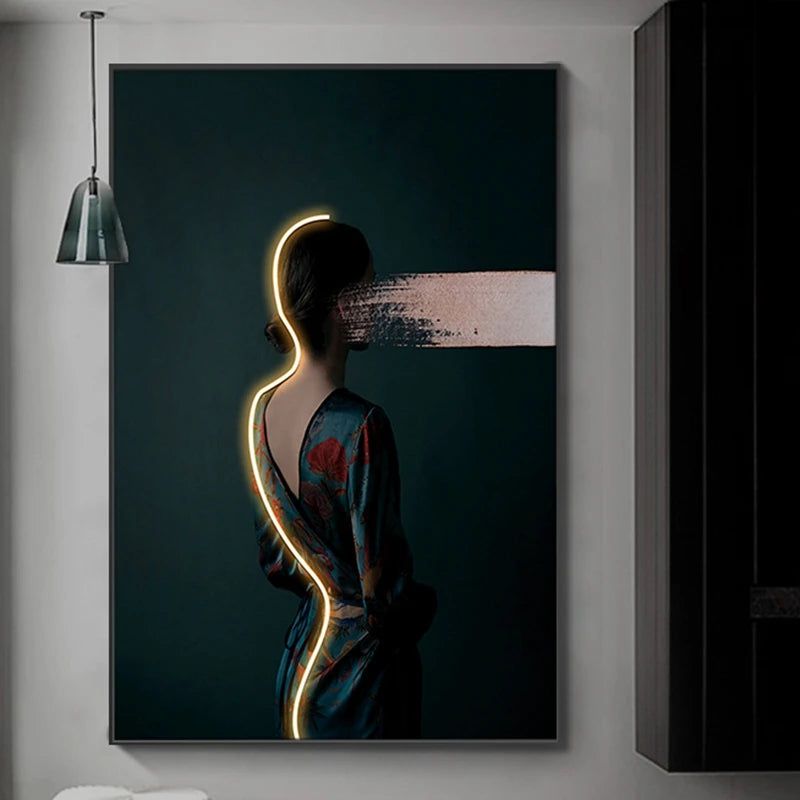Bohemian Style LED Wall Art Decor for Porch, Garden & Patio - Solar Powered Outdoor Figure Light for Home & Landscape Decoration