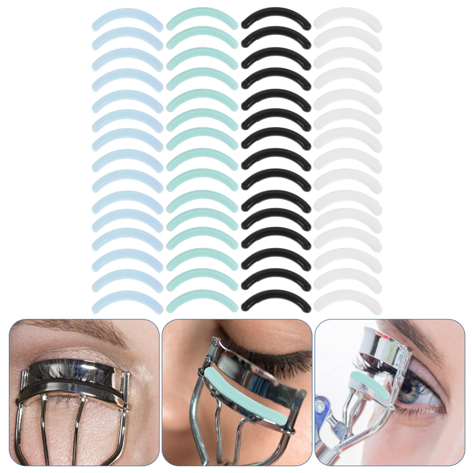 FRCOLOR 4 Sets Eyelash Curler Refill Pads - 80pcs x 4 Replacement Pads for Eyelash Curlers, Professional Salon Tools - Perfect for Home, Travel & Professional Makeup Use