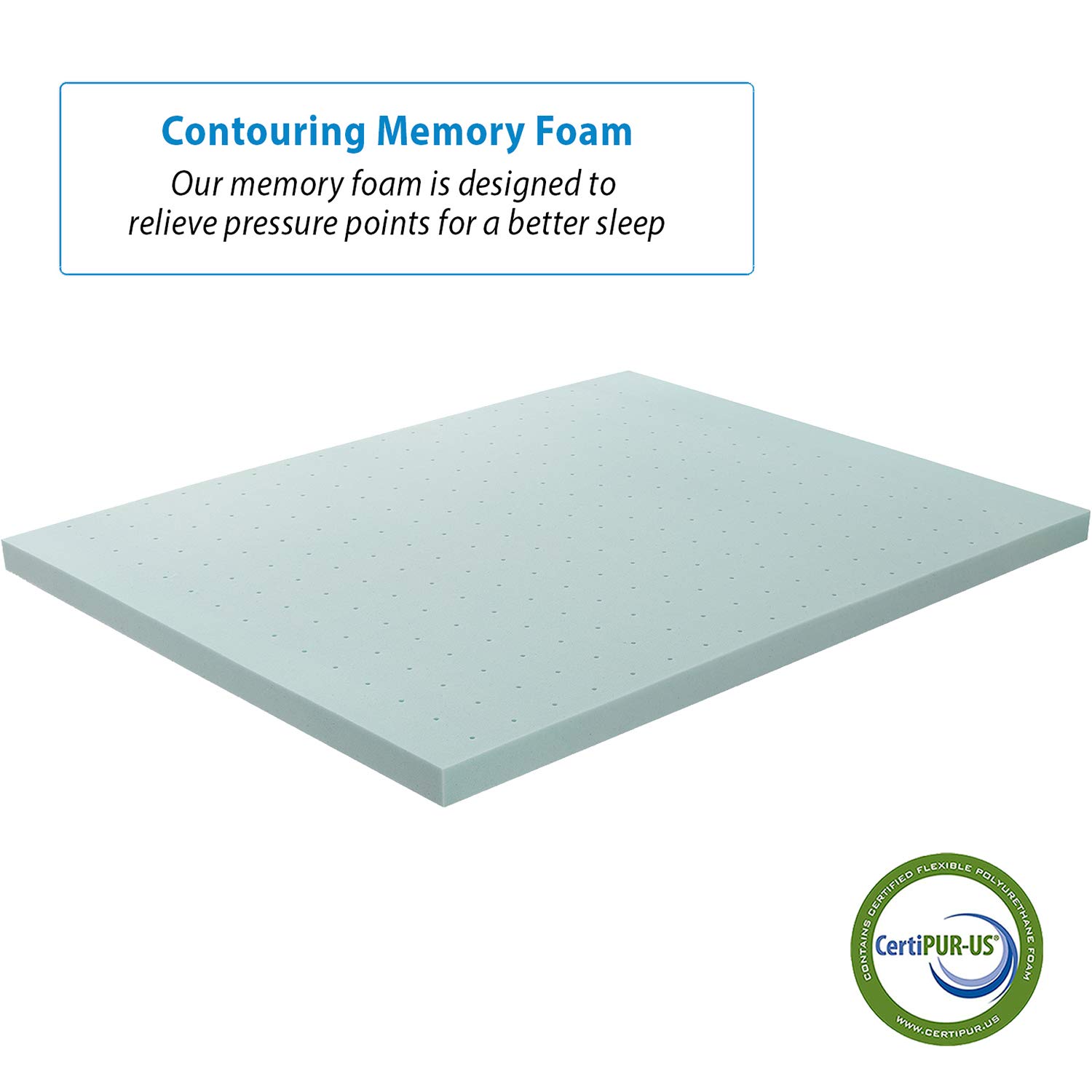 Nestl 2 Inch Gel-Infused Memory Foam Mattress Topper - Queen Size Cooling Mattress Pad with Ventilated Design | Blue | Pressure Relief for Back Pain, Hot Sleepers & Side Sleepers