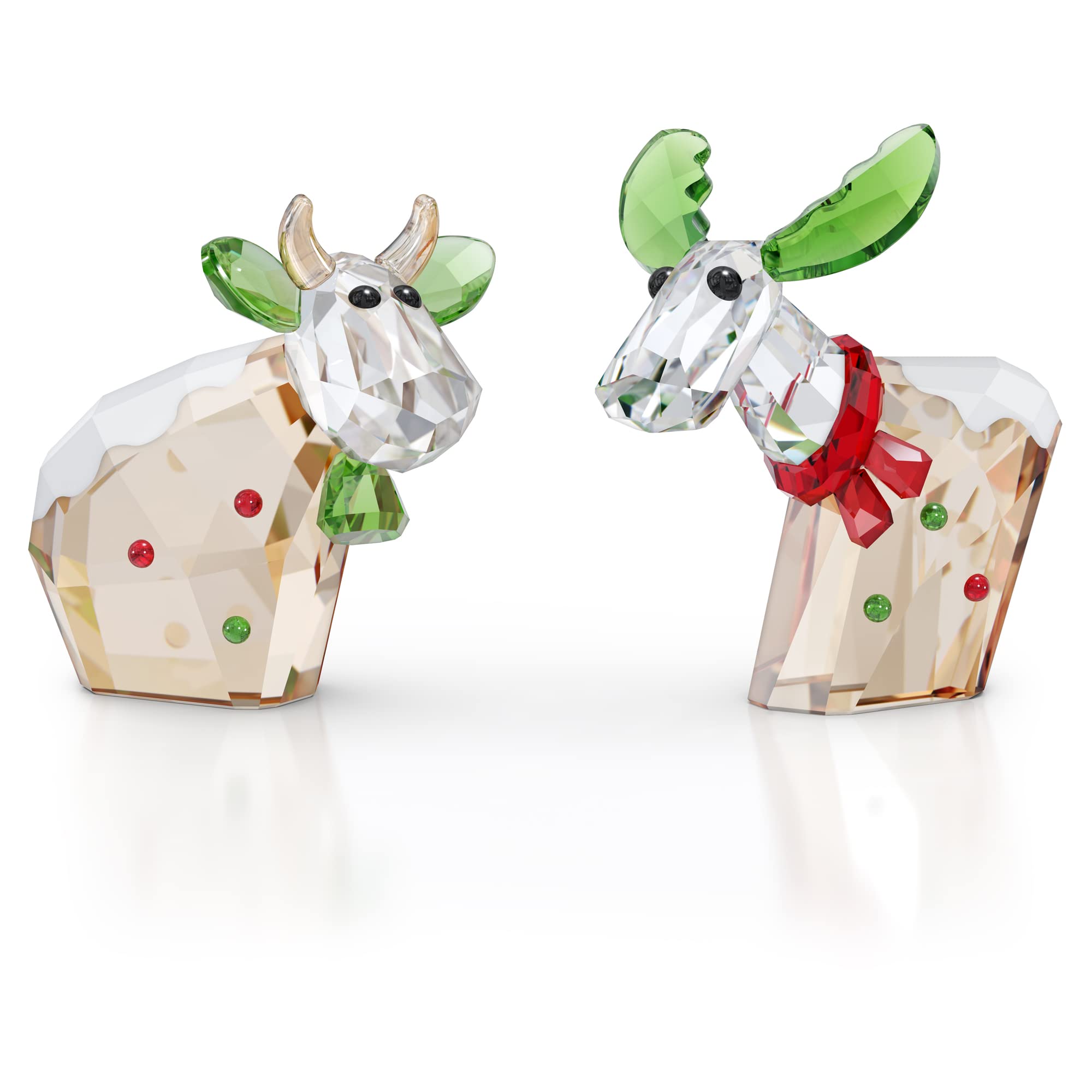 Swarovski Mo & Ricci Ornament with Clear, Red & Green Crystals - Elegant Holiday Decor for Christmas Tree, Gift & Home Decoration