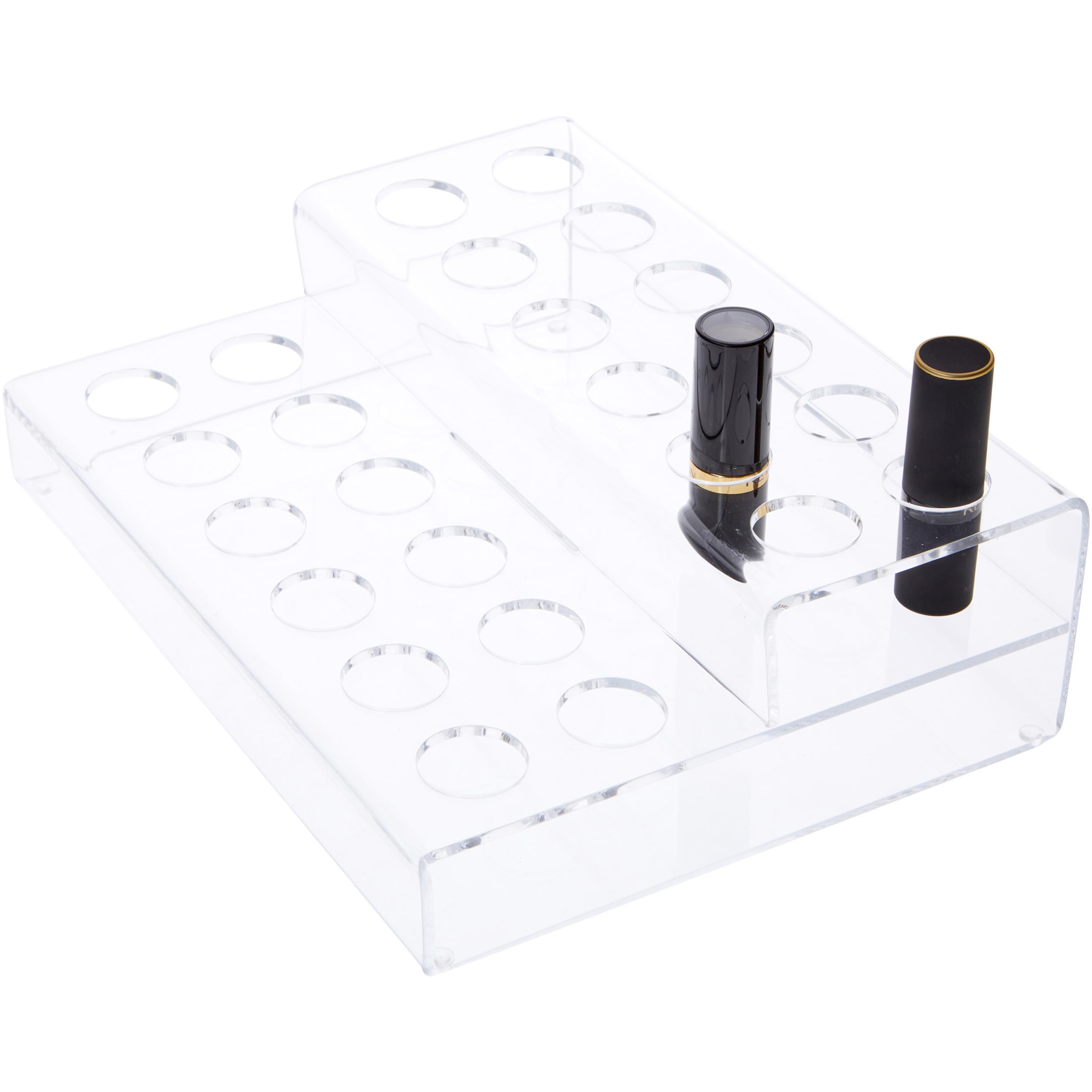 Plymor Clear Acrylic 2-Tier Display Stand for 24 Round Lipstick Tubes - 3