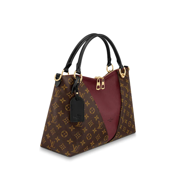 Authentic Louis Vuitton LV V Tote MM Handbag - Monogram Canvas with Bordeaux Trim | Luxury Designer Tote for Women, Work, Travel & Everyday Use