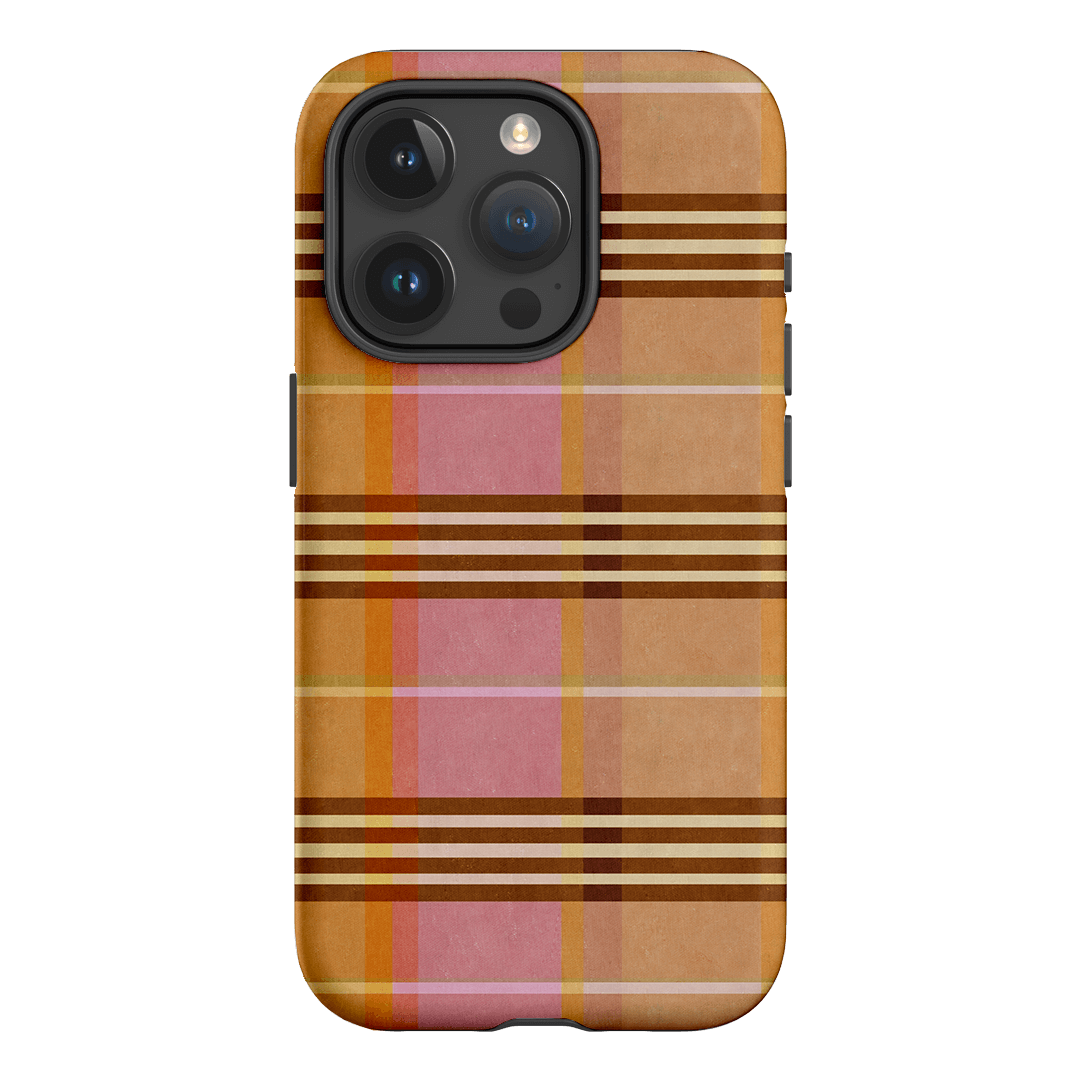 Peachy Plaid Phone Case for iPhone 15/14/13/12/11 Pro Max - Cute Tartan Pattern Protective Cover with Shockproof Design - Perfect for Everyday Use, Travel & Fashion Accessories