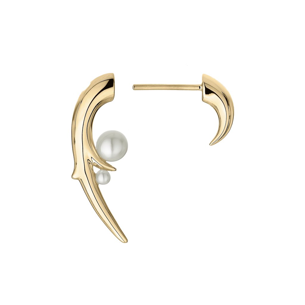 Yellow Gold Hooked Pearl Earrings - Elegant Dangle Earrings for Women | Perfect for Weddings, Parties & Special Occasions