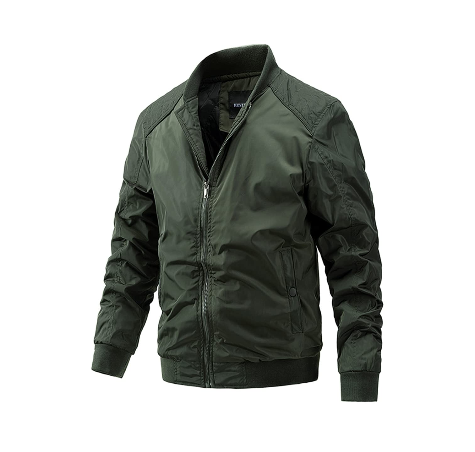 Men's Lightweight Cotton Jacket - Slim Fit Solid Color Stand Collar Zip Up Jacket for Spring & Fall | Casual Outerwear for Daily Wear, Travel & Outdoor Activities