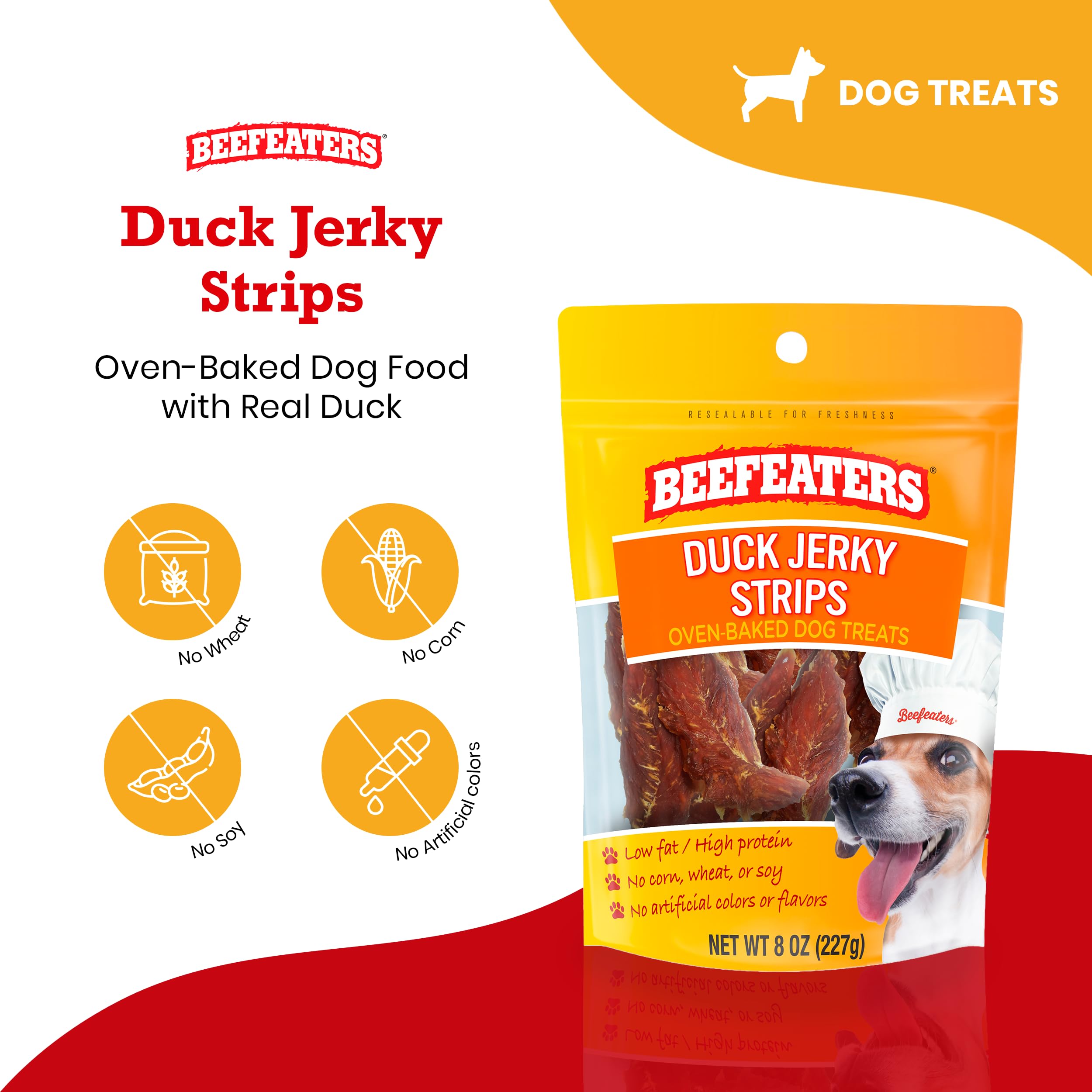 Premium Duck Jerky Dog Treats 8oz - All-Natural, Grain-Free, High Protein & Low Fat | Made with Real Duck as #1 Ingredient | No Corn, Wheat, Soy or Gluten | Perfect Training Treats for Small, Medium & Large Dogs | Great for Obedience Training, Reward Snacks & Outdoor Adventures