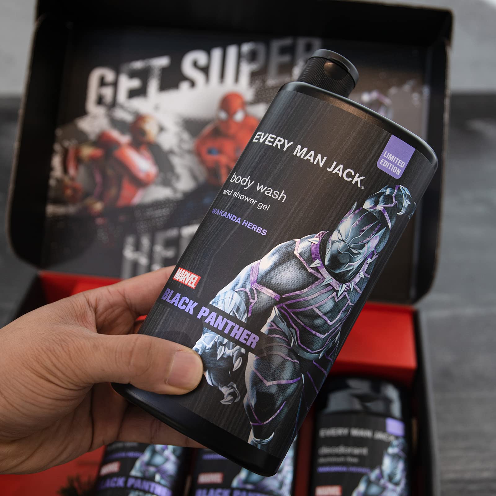 Every Man Jack Black Panther Body Wash & Shampoo Set with Deodorant 2-Pack - Natural Ingredients, Fresh Scents for Men | Marvel-Themed Gifts for Him | Perfect for Shower, Gym & Daily Skincare Routine (WSS6-B1067)