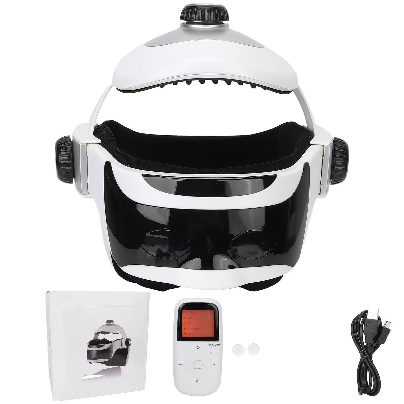Electric Helmet Massager for Head & Neck Pain Relief - Rechargeable Air Compression Massage Machine with Bluetooth Music, Adjustable Heat - Perfect for Home, Office & Travel Relaxation