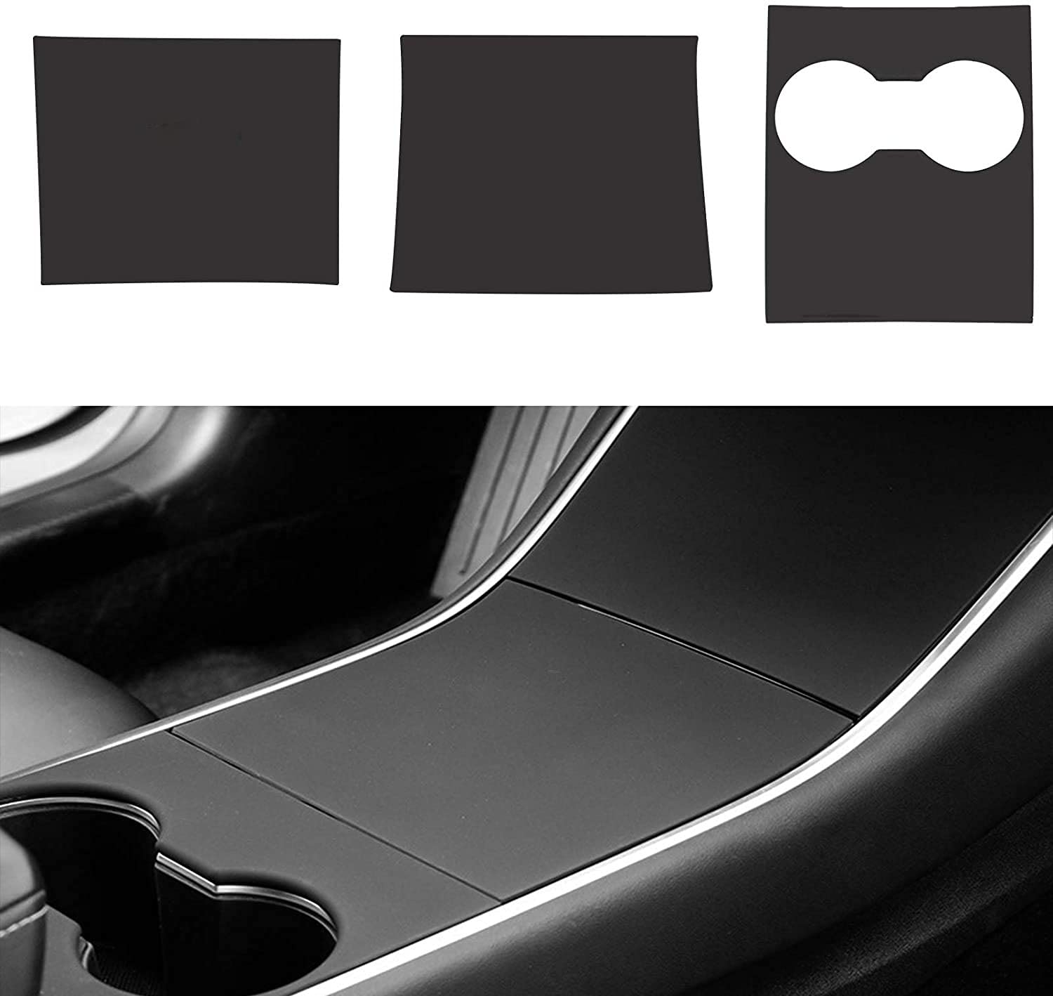 Premium ABS Matte Black Tesla Model 3 & Y Center Console Wrap Cover with Logo (2017-2020) | Interior Upgrade for Enhanced Style & Protection | Perfect for Daily Commuting & Road Trips