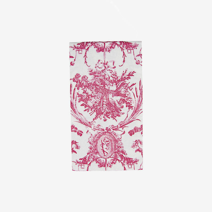 Caspari Romantic Toile Napkins Set - Vintage Floral Cotton Table Linens for Dinner Party, Wedding, and Holiday Decor