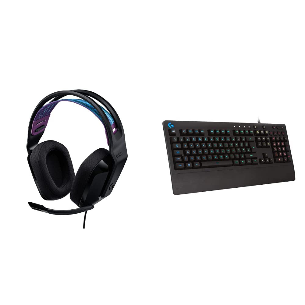 Logitech G335 Wired Gaming Headset with Microphone & Logitech G213 Prodigy RGB Gaming Keyboard Bundle - Perfect for PC, PS4, Xbox Gaming & Streaming