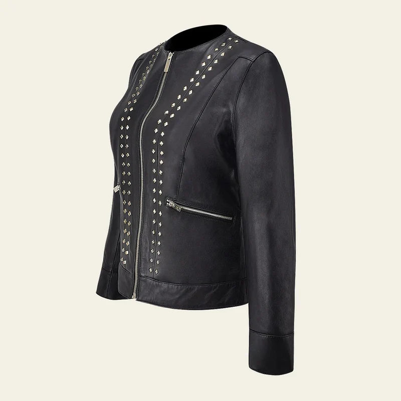 Women's Cuadra Black Casual Dress & Fashion Sheepskin Leather Jacket | Stylish Outerwear for Everyday Wear & Night Out