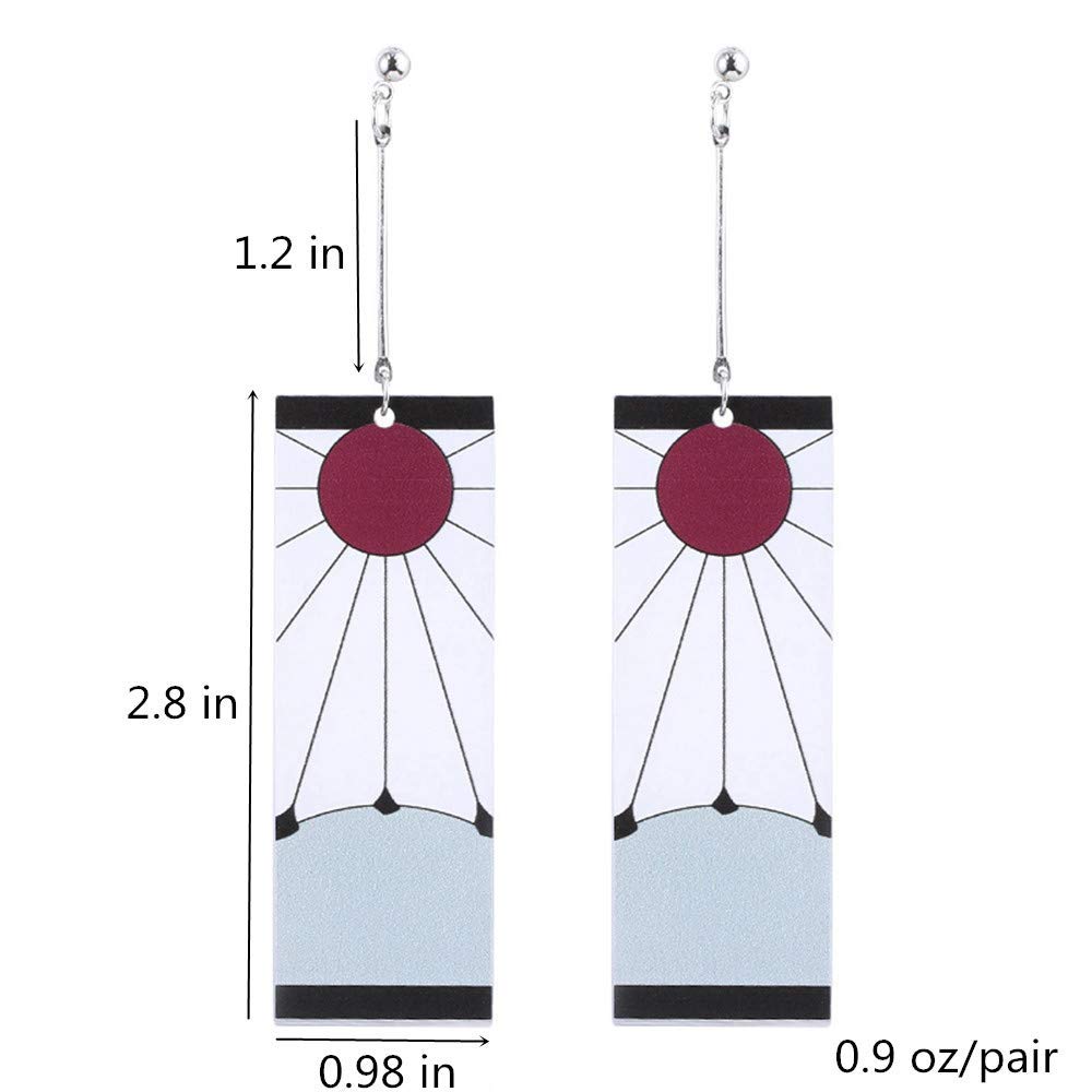 Anime Demon Slayer Tanjiro Kamado Cosplay Earrings - Stylish Dangle Hook Ear Studs for Halloween, Cosplay, and Anime Conventions