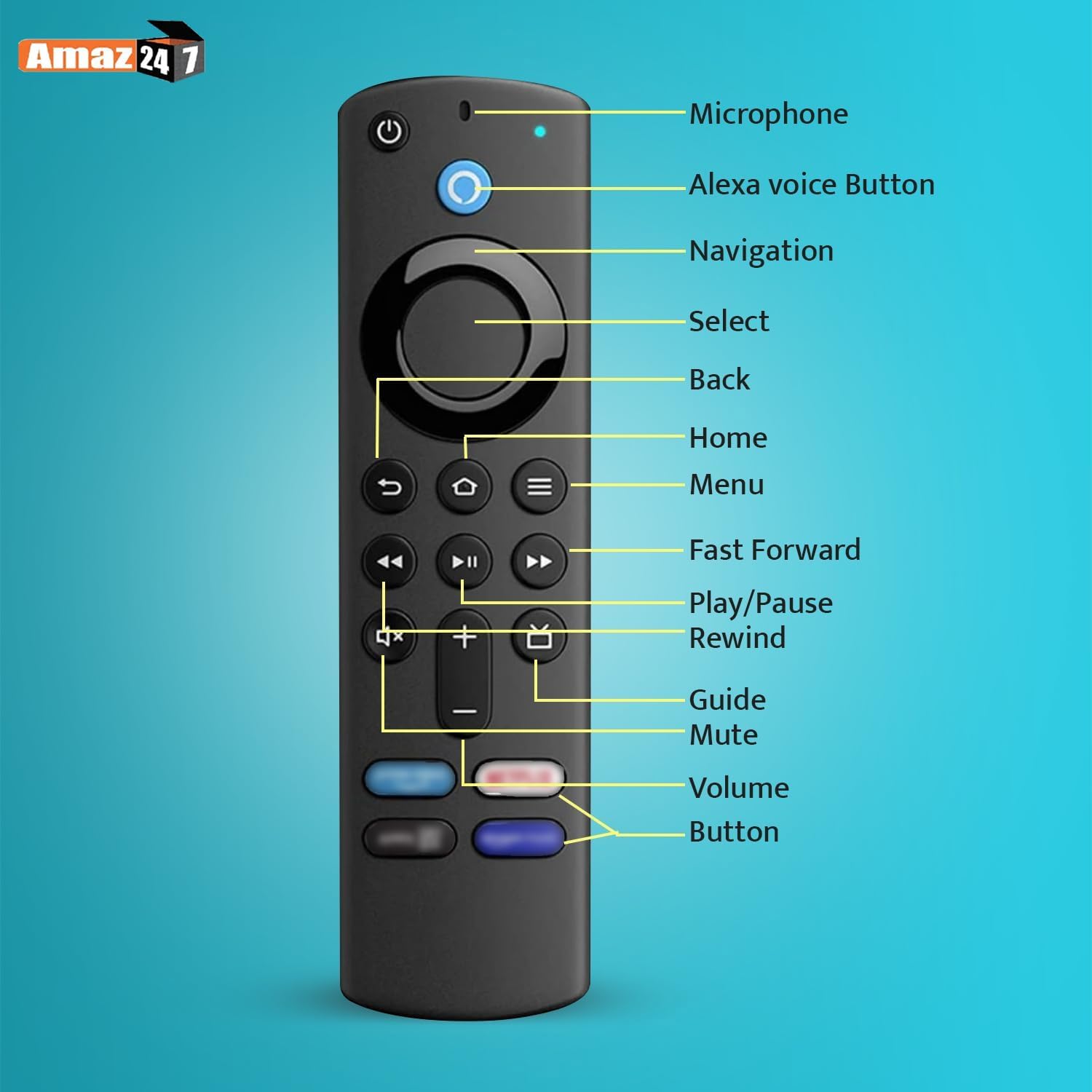 AMAZ247® Replacement Voice Remote Control for Fire TV Stick & Fire TV - Compatible with Alexa, Streaming, Movies, and Gaming