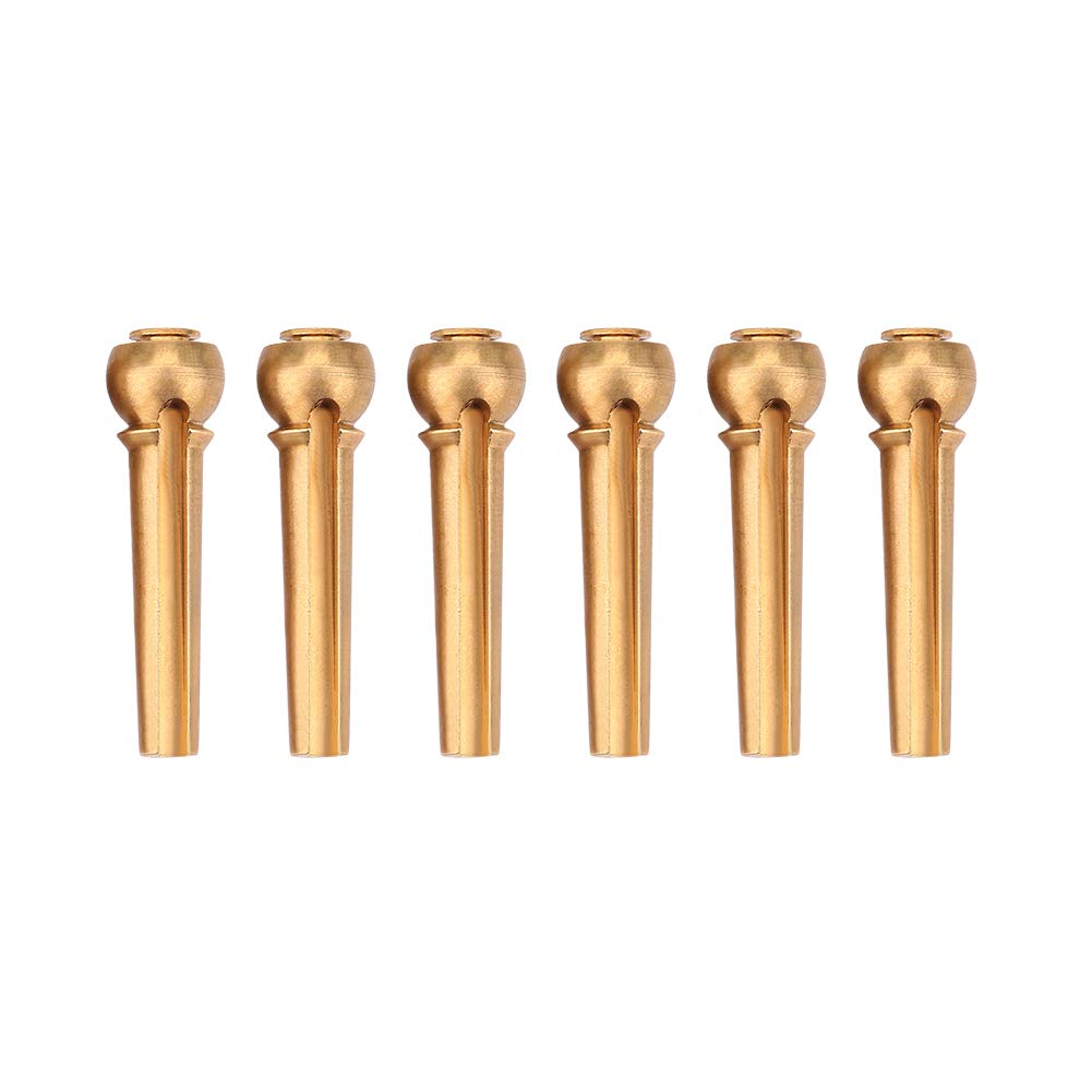 6Pcs Brass Guitar Bridge Pins - Gold Acoustic Guitar String Pegs & Nails for Enhanced Sound | Perfect for Guitar Maintenance & String Replacement