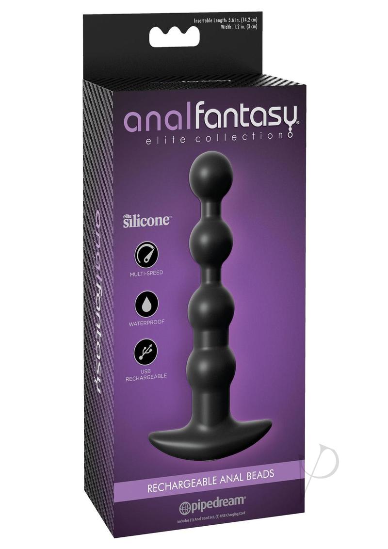 Premium Silicone Rechargeable Anal Beads for Adults - Black | Anal Fantasy Elite | Waterproof & Body-Safe | Perfect for Couples Play & Solo Exploration