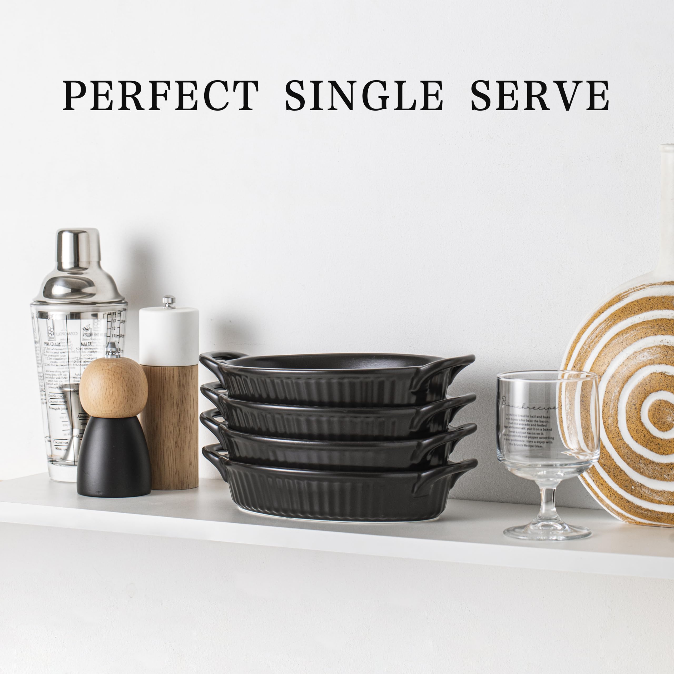 Frewinky 9-inch Ceramic Baking Dish Set with Handles - Heat Resistant Oven Safe Porcelain Casserole Dishes for Gratin, Roasting, Lasagna & Desserts - 6-Piece White Oval Bakeware Set for Home Cooking & Entertaining