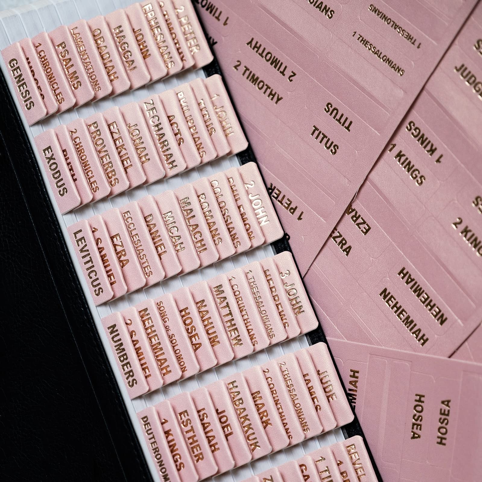 Leather Bible Tabs with Gold Foil - Easy Read Navigation Labels for Women & Men - Perfect for Church Study