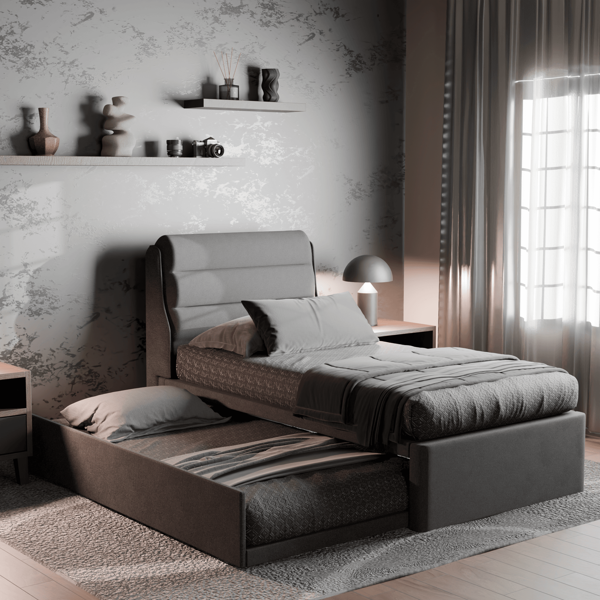 Jayla Fabric 3-in-1 Convertible Sofa Bed - Water Repellent & Space Saving - Perfect for Small Apartments, Guest Rooms & Home Offices