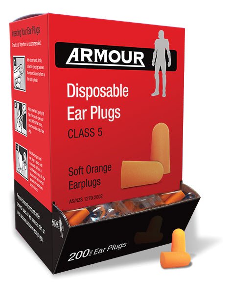Armor Disposable Bullet Ear Plugs - 200 Pack Uncorded Class 5 Hearing Protection for Shooting Range, Construction & Industrial Safety