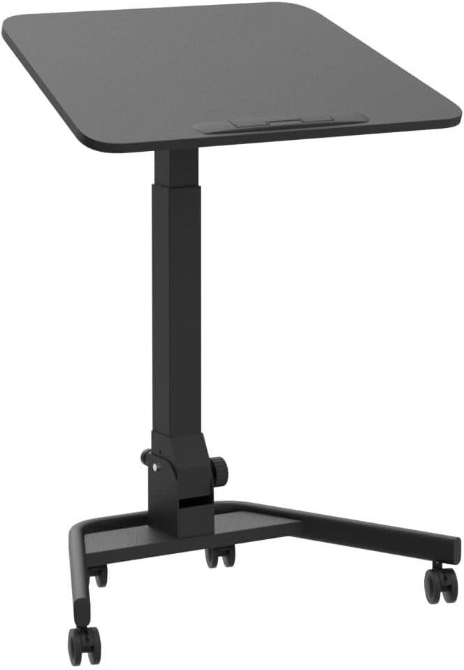 Adjustable Height Foldable Standing Desk with Wheels - Portable Sit Stand Workstation for Home Office, 90° Tiltable Laptop Desk, Ergonomic Mobile Desk for Small Spaces (Ideal for Remote Work, Study & Gaming)