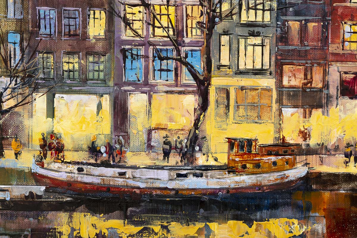 Amsterdam Evenings Original Canvas Art Print - Handmade Wall Decor for Living Room, Bedroom & Office | Perfect Gift for Home & Interior Design Lovers