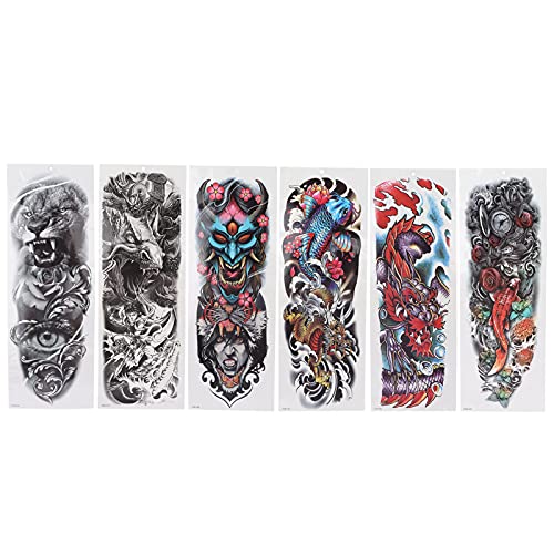Custom Temporary Tattoo Stickers - 6pc Full Sleeve Tiger Design for Men & Women | Waterproof Fake Tattoos for Parties, Halloween & Cosplay