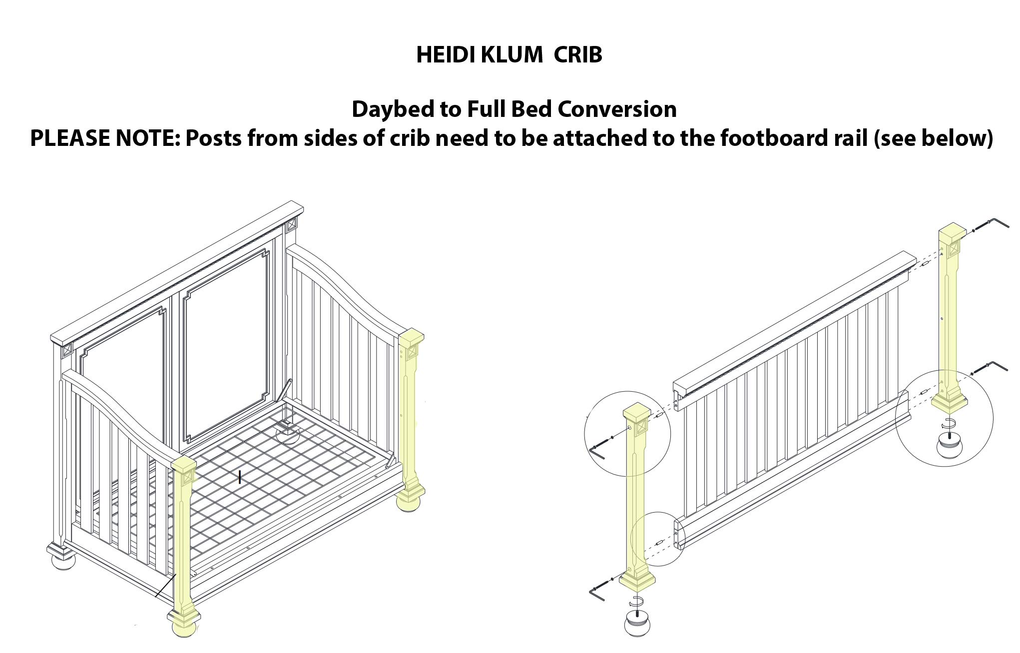 Heidi Klum Truly Scrumptious Full-Size Bed Rail Conversion Kit - White Cloud Design | Safe Toddler Bed Rails for Twin to Queen Size Beds | Perfect for Kids Room, Nursery & Travel Use