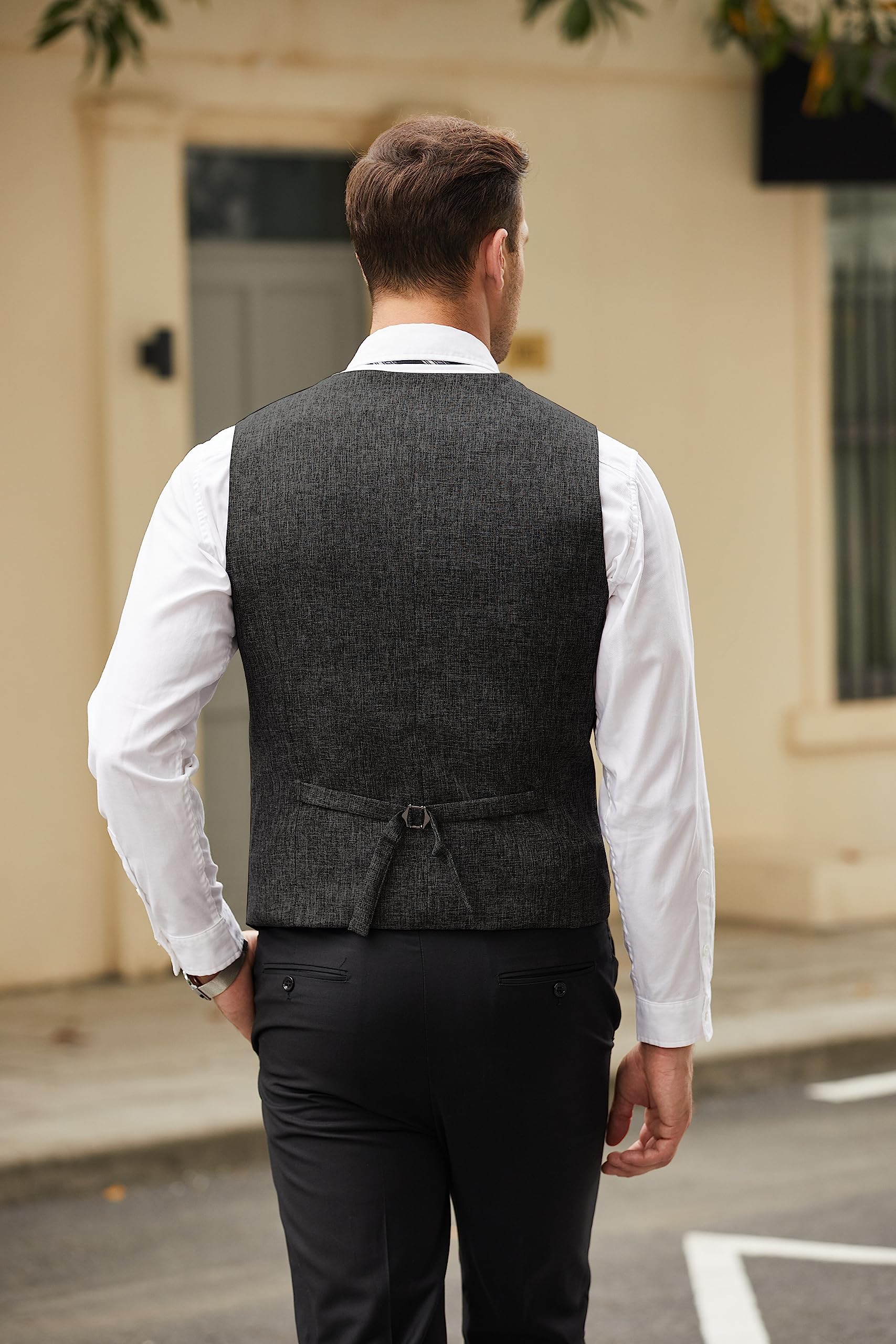 COOFANDY Men's Slim Fit Casual Business Vest - Lightweight Waistcoat for Office, Wedding & Formal Events | Breathable & Comfortable Suit Vest for Professional & Smart Casual Outfits