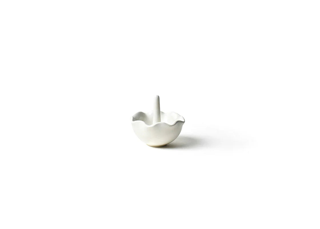 Elegant Signature White Ruffle Ring Dish - Perfect for Jewelry Storage, Wedding Gift & Bathroom Decor | Ceramic Ring Holder for Rings, Earrings & Small Accessories