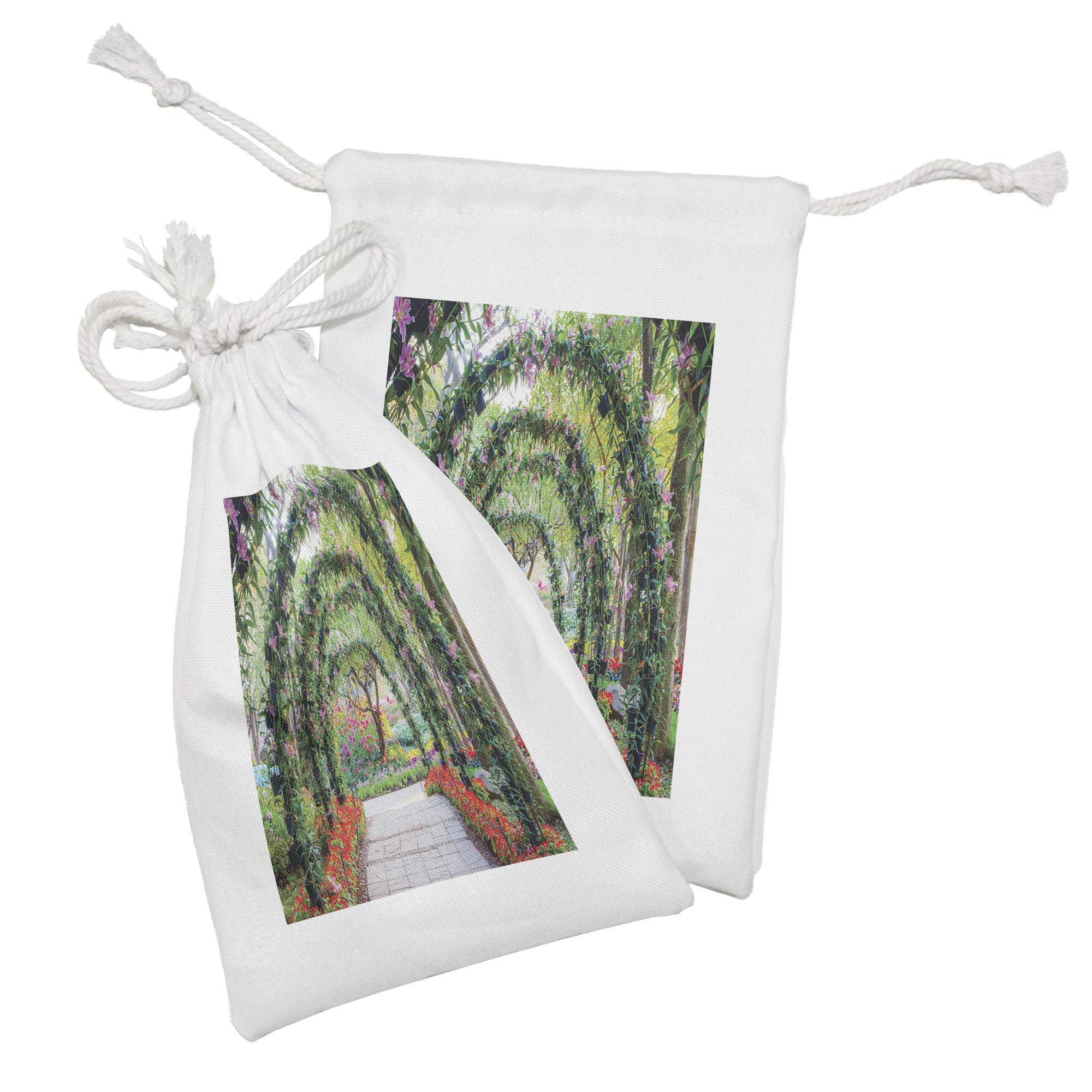 Ambesonne 2-Pack Floral Drawstring Pouches - 9