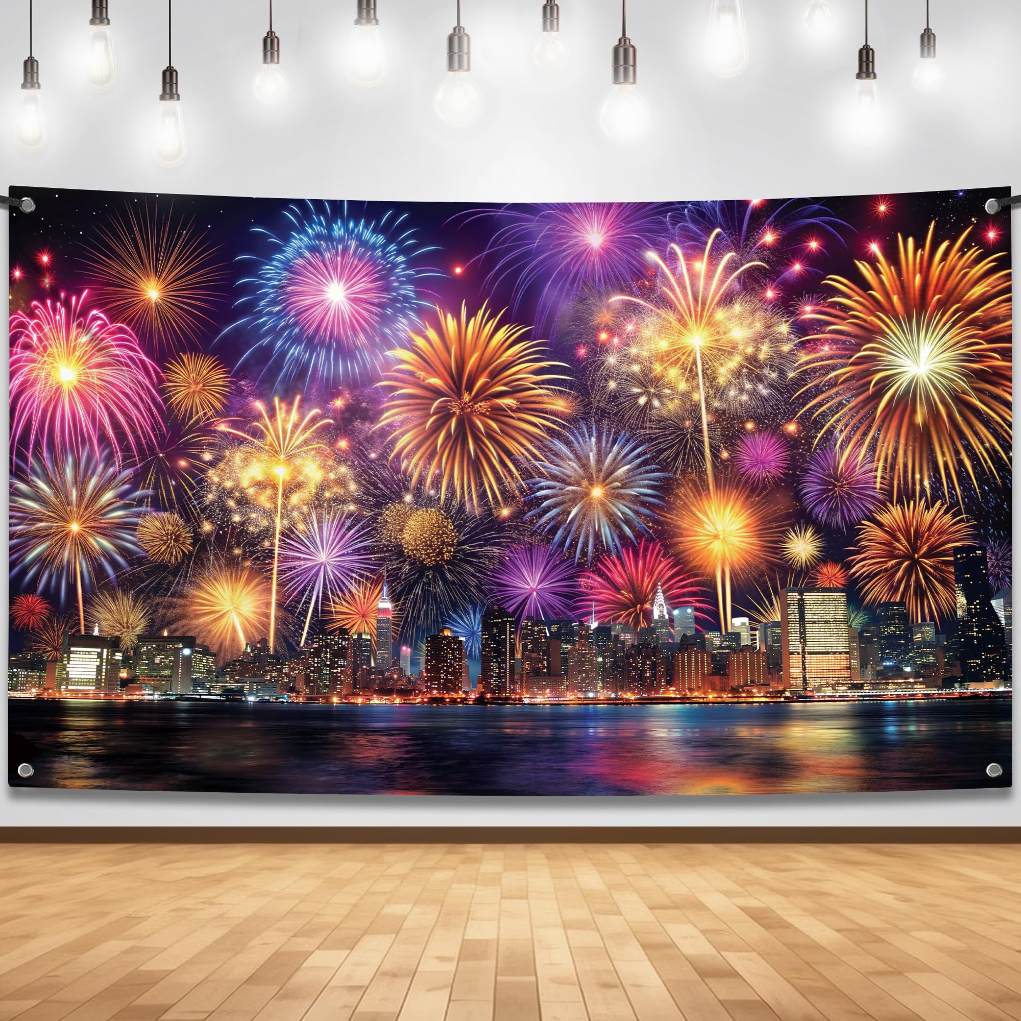 KatchOn Extra Large Happy New Year Banner - 72x44 Inch NYE Party Backdrop | 2025 New Year's Eve Decorations for Home & Office | Giant Festive Banner for New Year's Party Supplies, Photo Booth & Celebrations