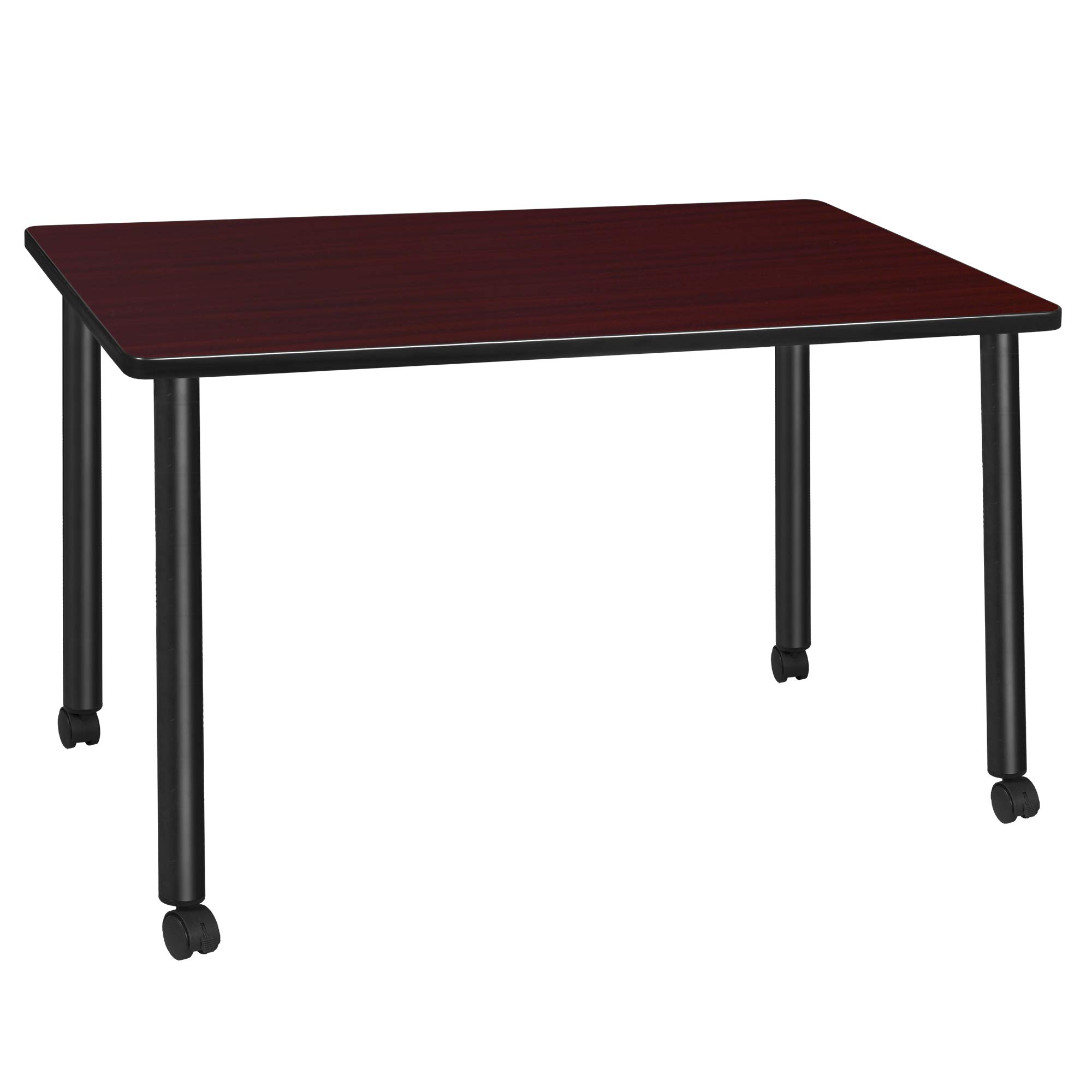 Regency Kee Mobile Training Room Tables - Medium Size, Mahogany & Black Finish - Portable Folding Tables for Office, Classroom, Conference & Event Setup
