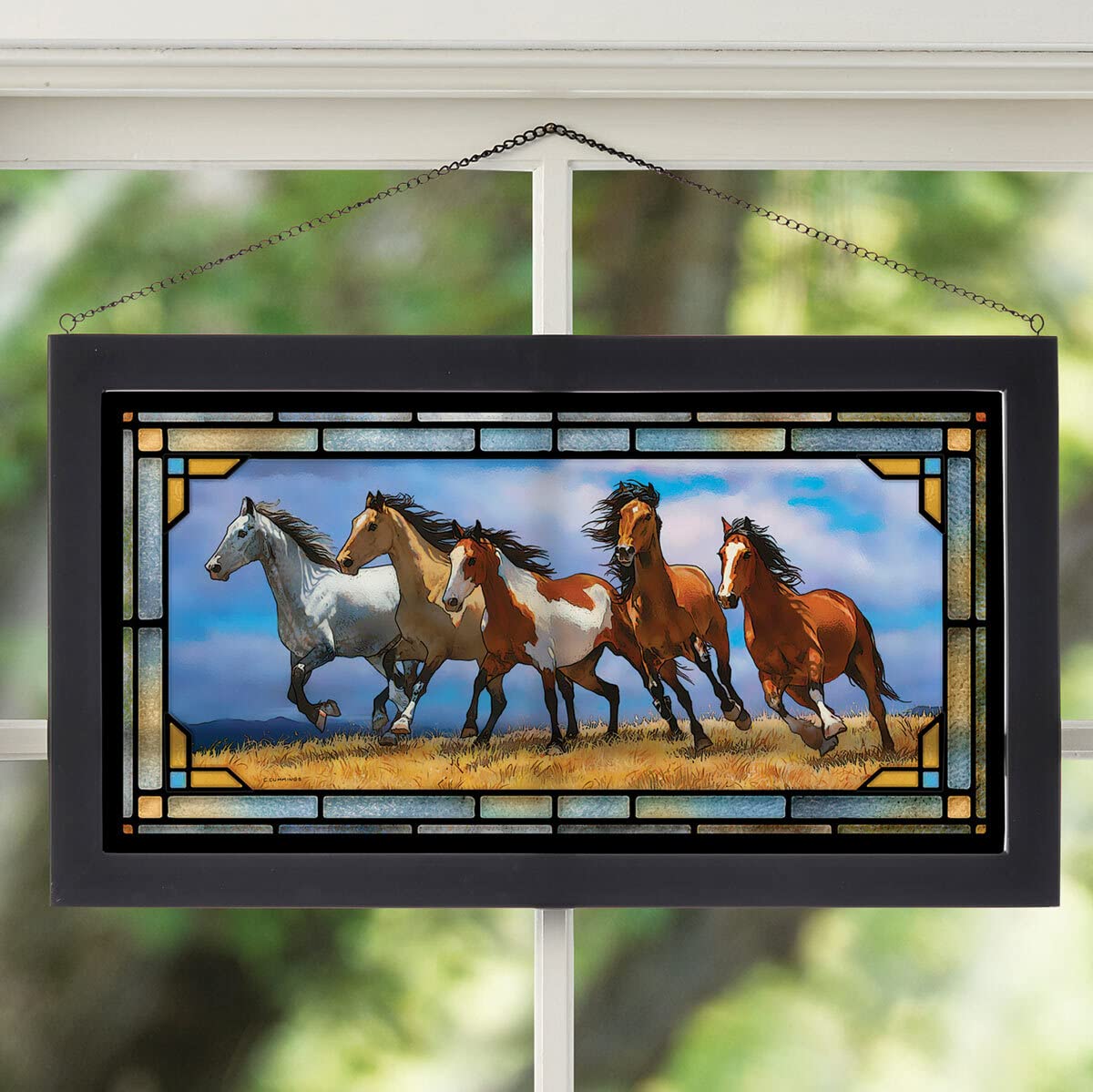 BLACK FOREST DECOR Premium Stained Glass Horse Art - Handcrafted Wall Decor for Home, Office & Western Themed Spaces