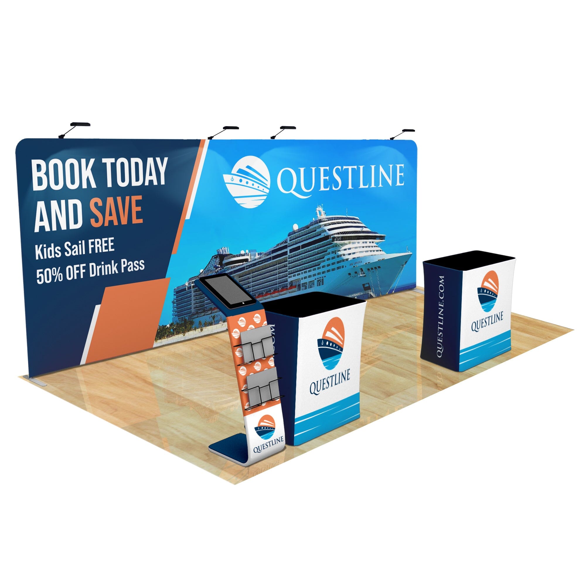 Professional Trade Show Booth with Media Stand - Portable Display for Exhibitions, Conferences & Events - Perfect for Branding, Marketing & Business Promotions