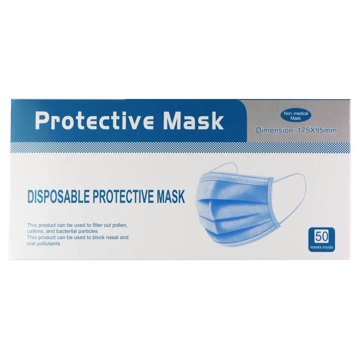 50 Pack Disposable Face Masks, 3-Ply Protective Masks (6.9