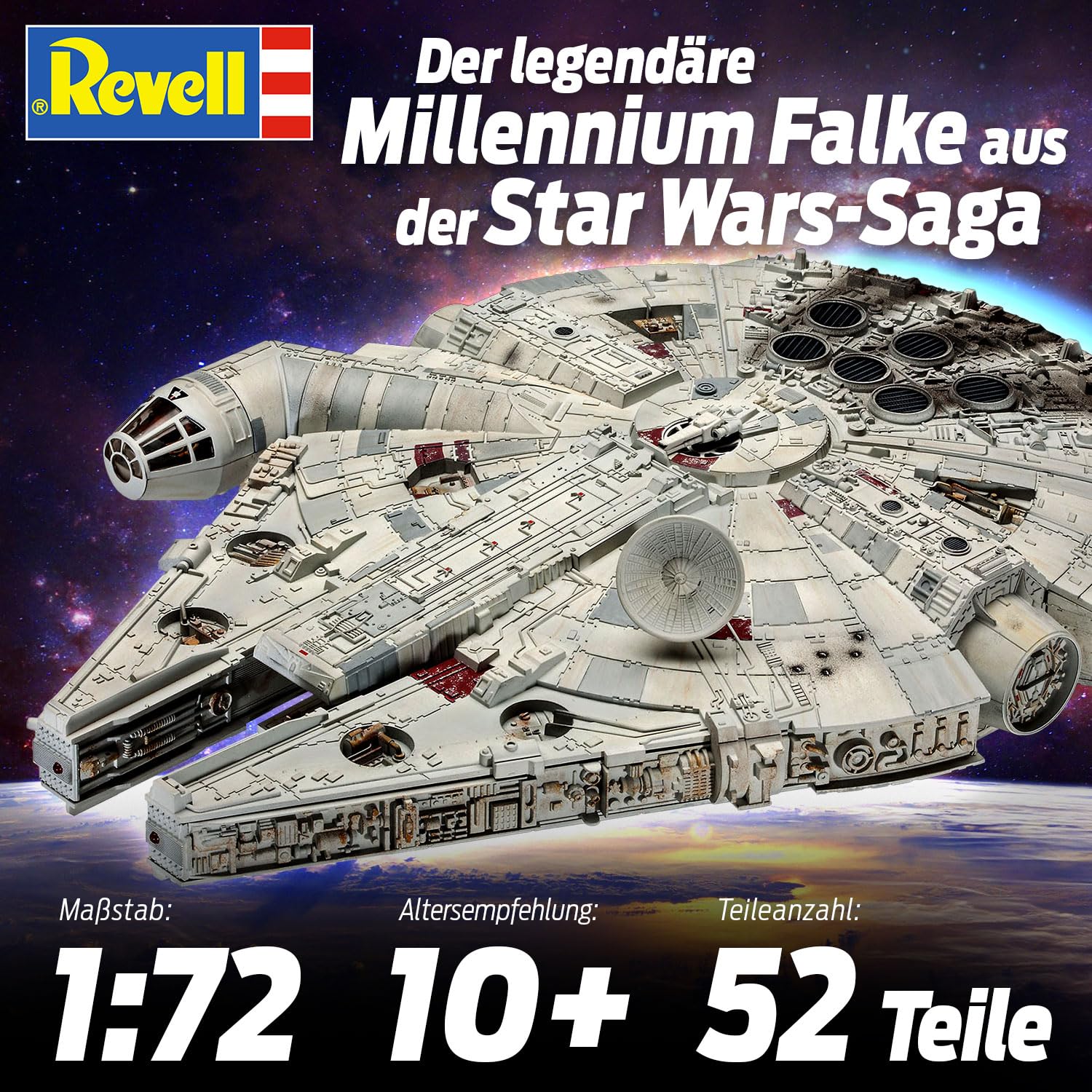 Revell Star Wars Millennium Falcon Han Solo Maquette - 1:72 Scale Model Kit (06718) - Multicolor Collectible for Ages 10 to 99 - Perfect for Display, Gifts & Star Wars Fans