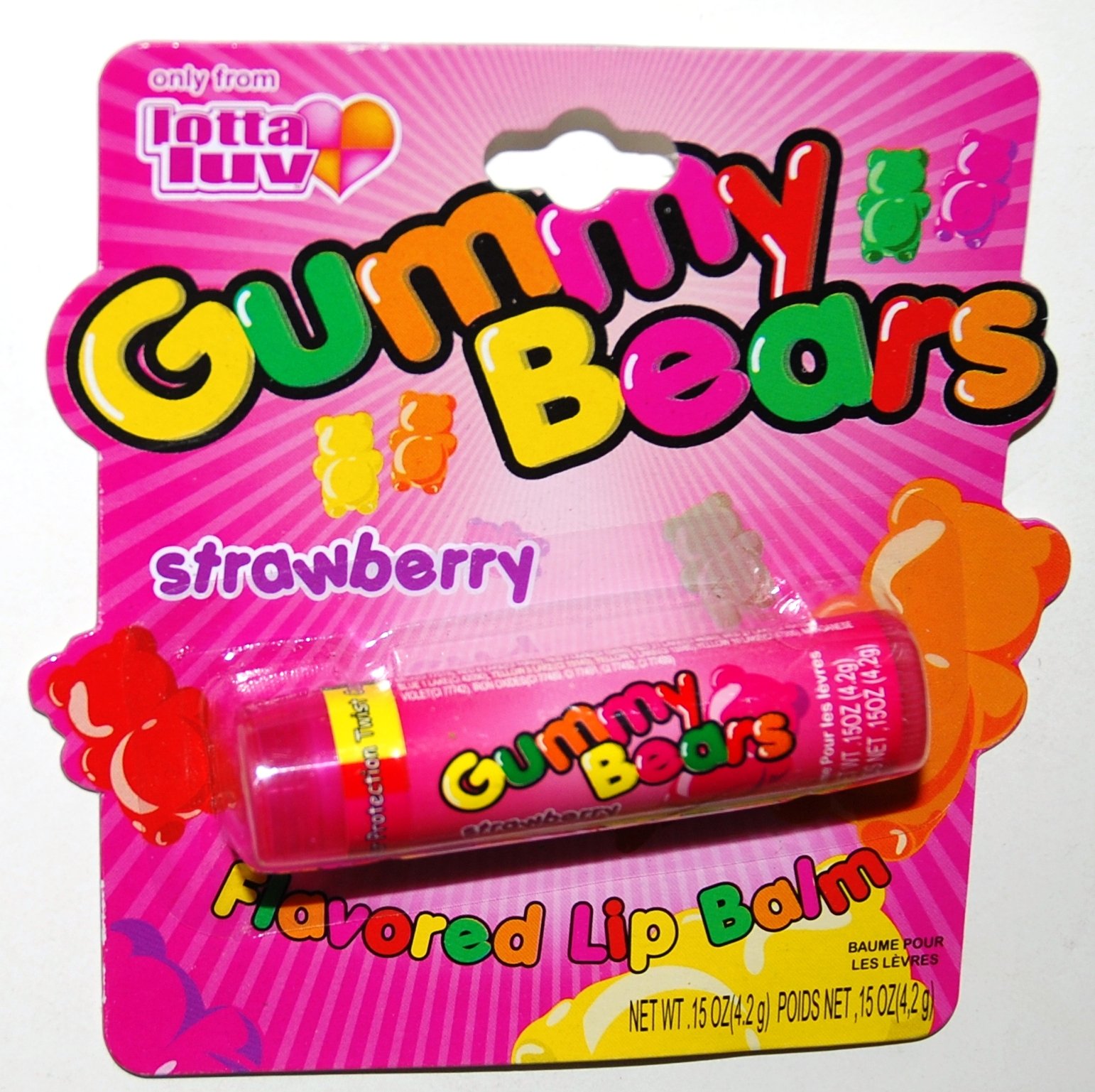 Strawberry Flavored Gummy Bears Lip Balm - 1 Pack - Moisturizing & Hydrating Lip Care for Dry Lips - Perfect for Daily Use, Travel, and Gifts