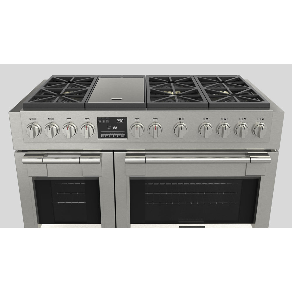 Fulgor Milano 48-inch 600 Series Dual Fuel Range with 6 Burners & Stainless Steel Trilaminate Griddle - Professional Gas Stove & Electric Oven Combo for Home Chefs (Model F6PDF486GS1) | Perfect for Gourmet Cooking, Baking & Entertaining in Modern Kitchens