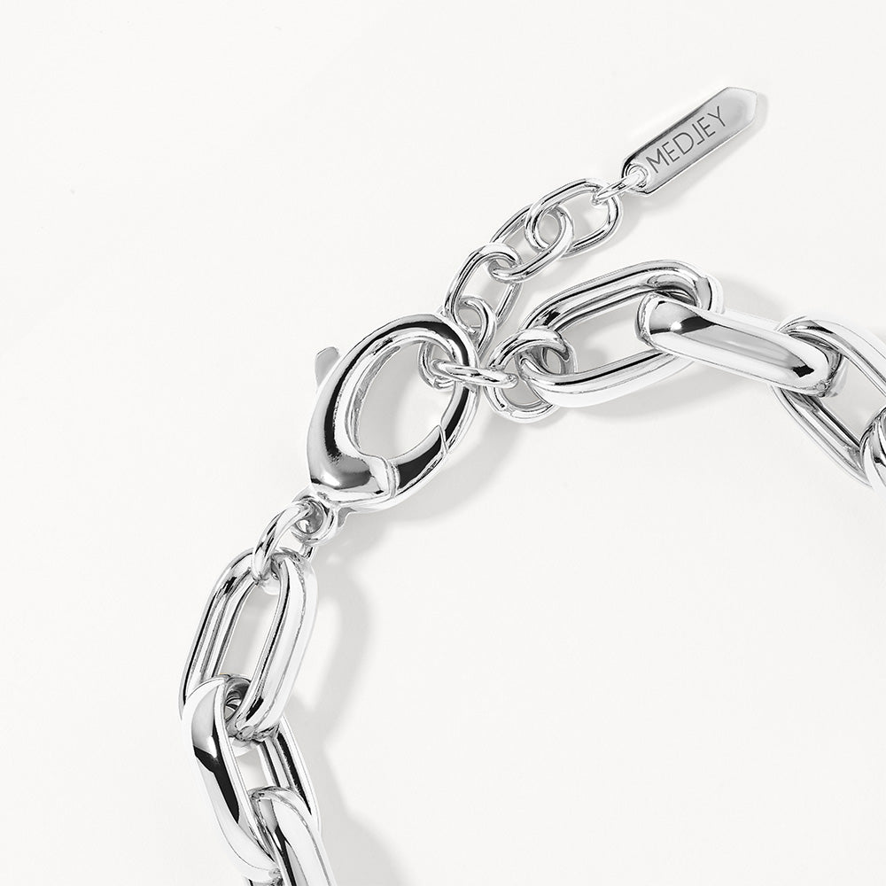 Silver Maxi Paperclip Chain Bracelet for Women - Trendy Layered Jewelry for Everyday Wear & Stacking