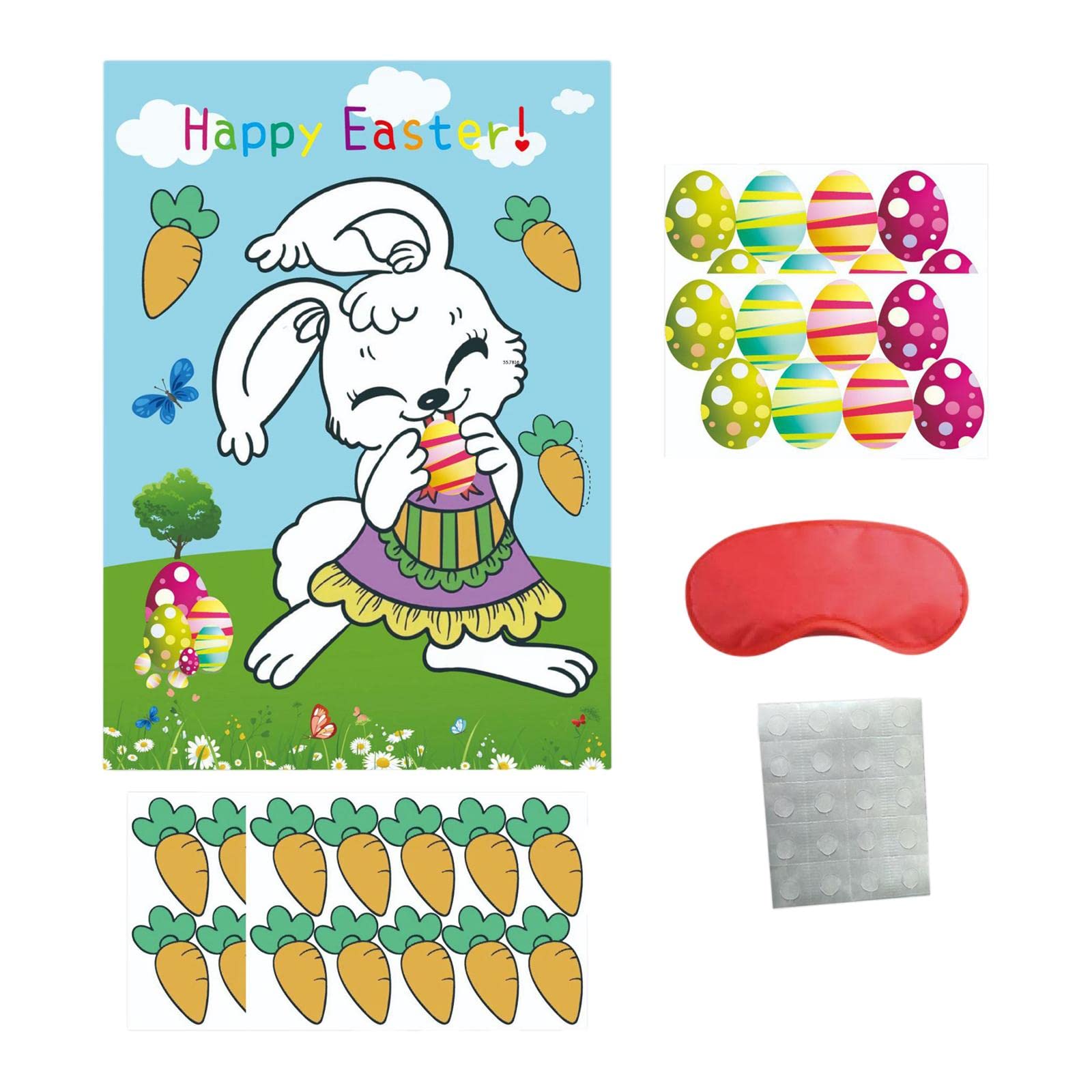 Predolo Easter Egg Hunt Game for Kids - Fun Easter Party Activity with 20 Carrot Stickers & Pin the Tail Game - Perfect for Easter Celebrations, Classroom Activities & Family Gatherings