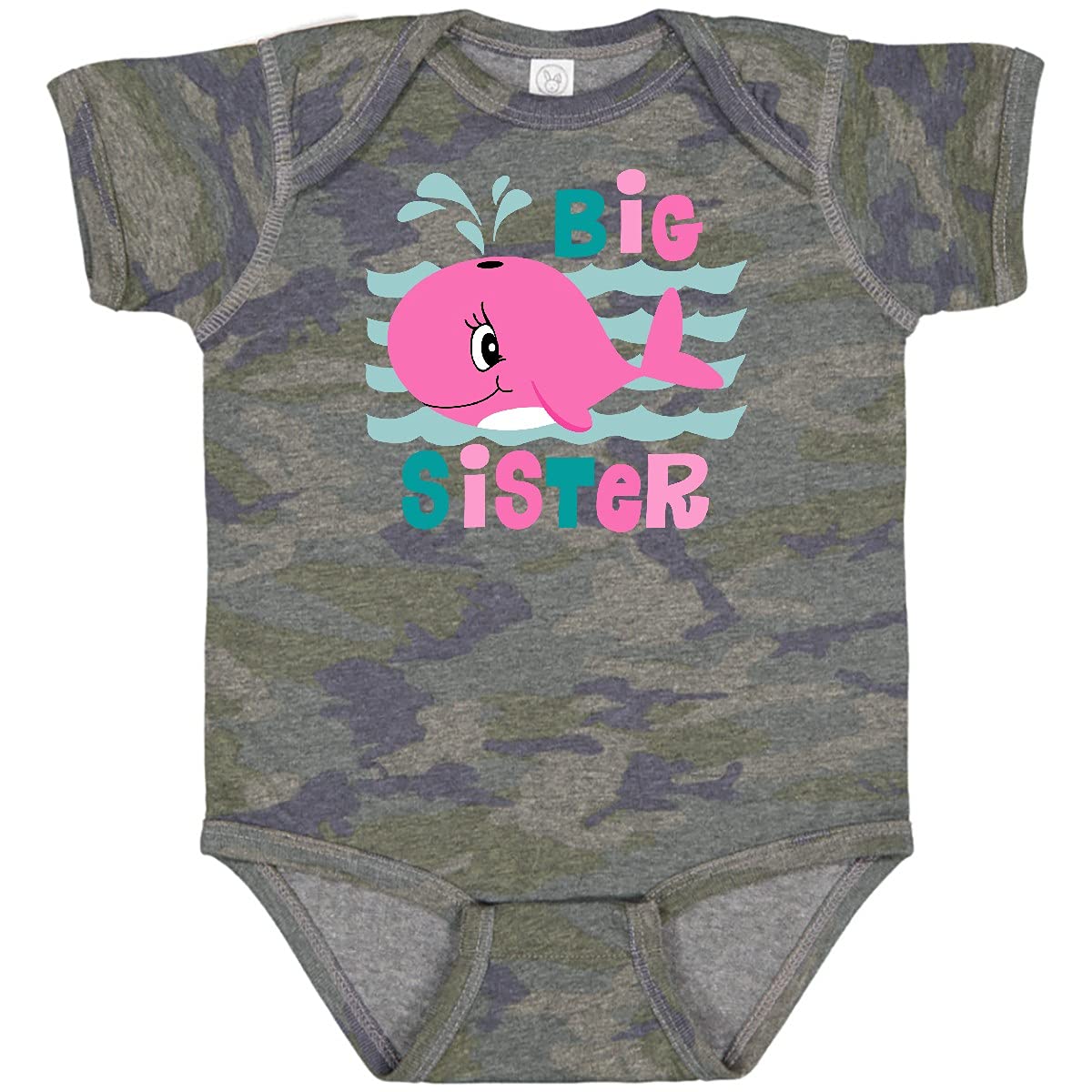 Inktastic Whale Big Sister Baby Bodysuit - Cute Matching Outfit for Siblings, Newborn & Toddler - Perfect for Family Photos, Baby Showers & Sibling Bonding Moments