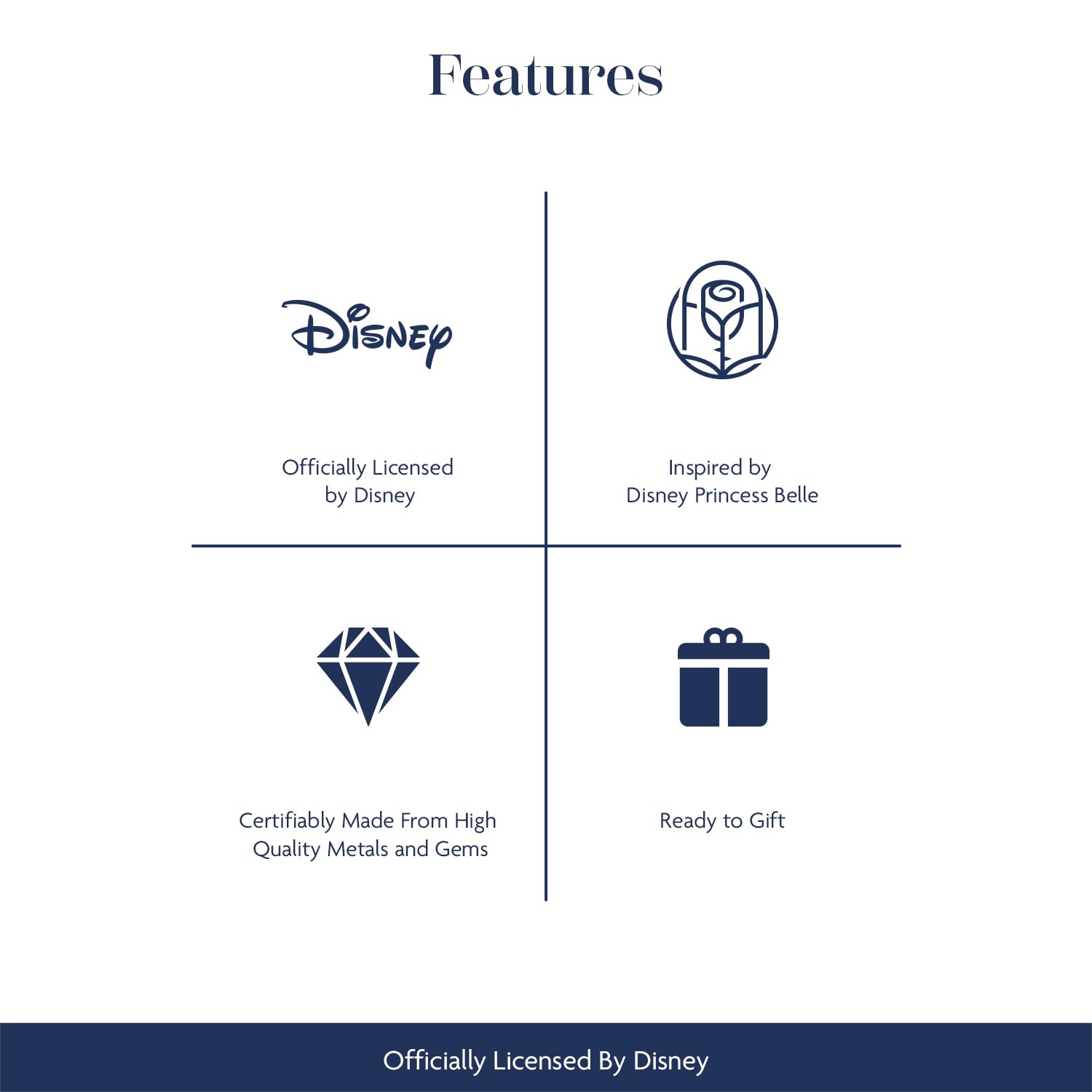 Enchanted Disney Belle Rose Ring - Sterling Silver & 10K Rose Gold with 1/5 Cttw Diamond | Fine Jewelry for Women | Perfect Gift for Disney Fans, Birthdays & Anniversaries