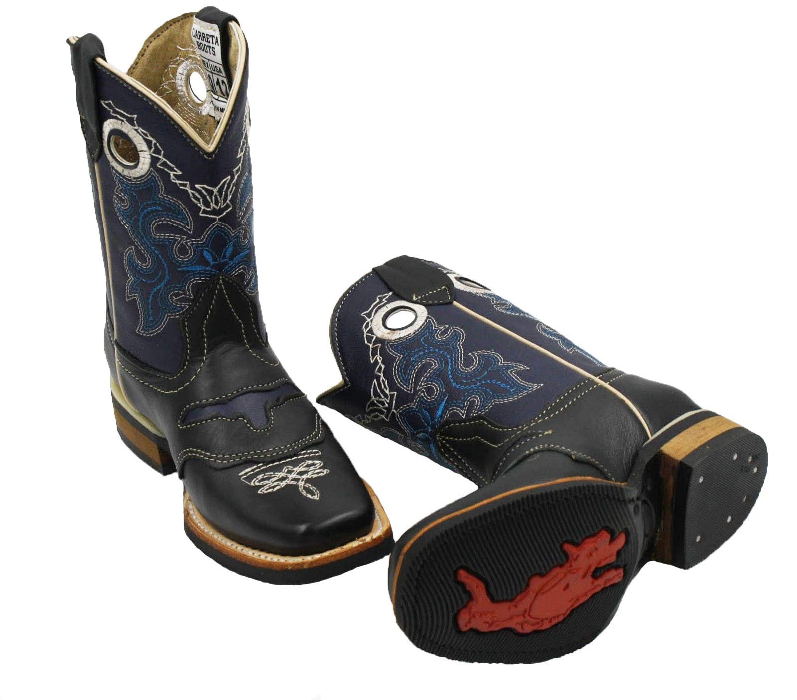 Dona Michi Toddler Western Cowboy Boots - Genuine Cowhide Leather Pull-On Boots for Kids (Ages 1-3) - Perfect for Rodeos, Parties & Western Fashion