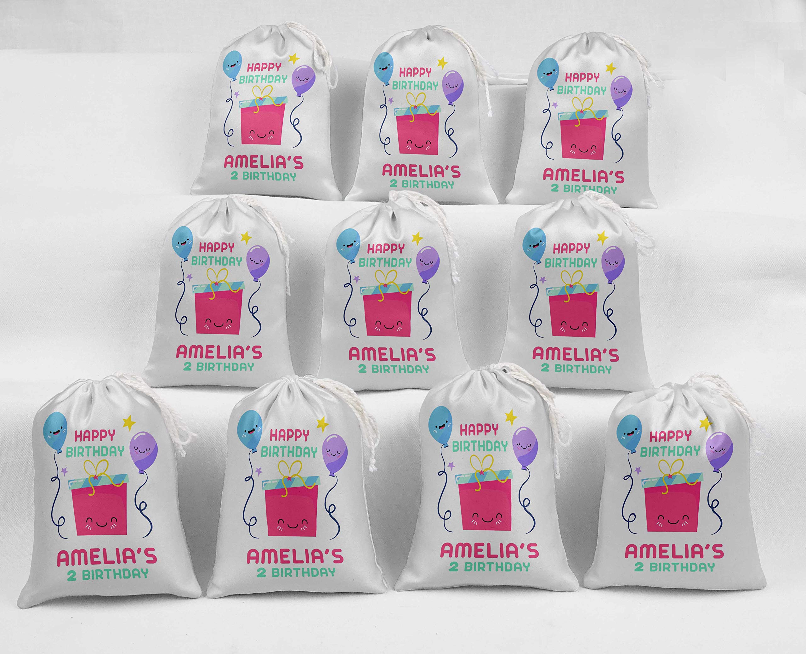 Custom White Gift Box Drawstring Pouches - 15pc Party Favor Bags for Birthdays & Events