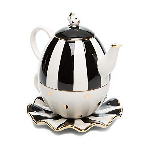 MacKenzie-Childs Mod Tea Party for One Set - Elegant Floral Ceramic Teapot with Cup - Perfect for Afternoon Tea, Bridal Showers & Gift Giving