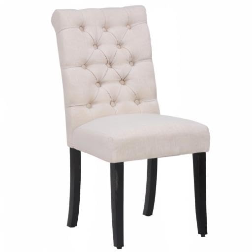WestinTrends Hayes Tufted Dining Chairs - Linen Upholstered Kitchen & Dining Room Chairs with Solid Wood Legs, Beige - Perfect for Farmhouse, Modern & Traditional Home Decor