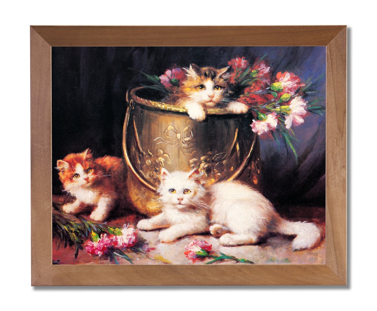 Mischief Maker Cat Baby Kitten Framed Wall Art Print - Cute Animal Nursery Decor for Kids Room, Baby Shower Gift & Home Decoration