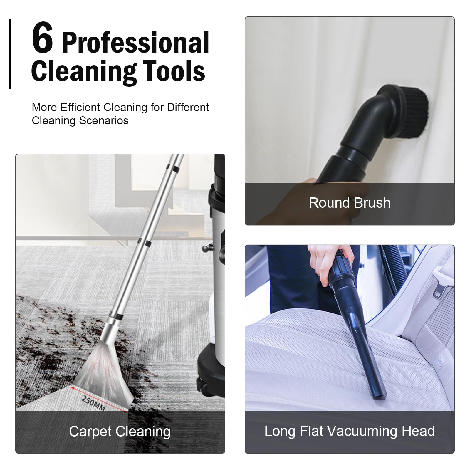 Professional 1000W 110V 3-in-1 Commercial Carpet Cleaning Machine - 40L/11Gal Portable Carpet Extractor with Sprayer, Brush & Vacuum (2-Pack) - Perfect for Hotels, Offices & Deep Cleaning Carpets
